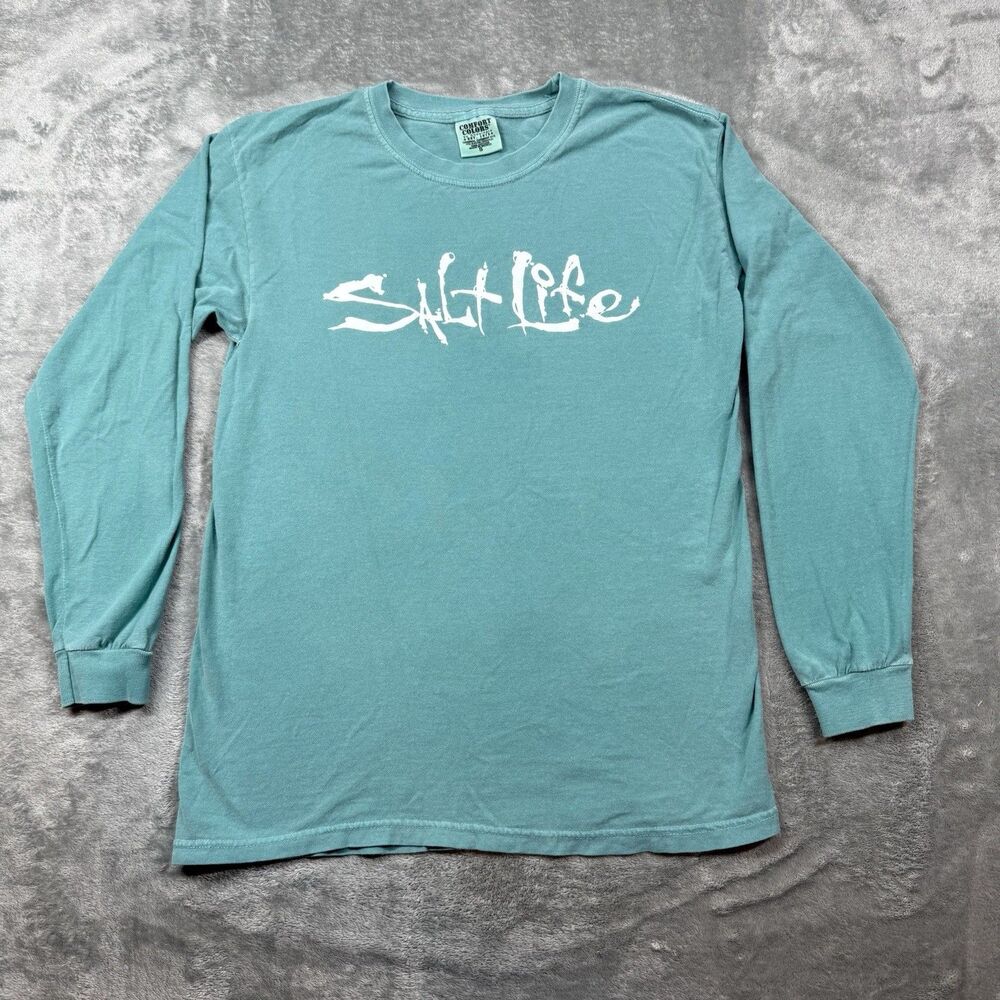 Salt Life Shirt Men’s Small Pink Green Comfort Colors Long Sleeve Lot Of Two